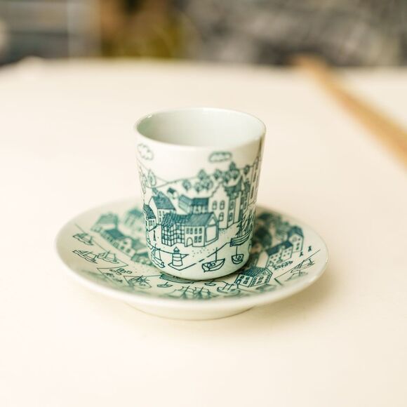 Danish Nymolle Art Faience Hoyrup Demitasse Cup & Saucer Ltd Edition #4006 - Picture 1 of 10